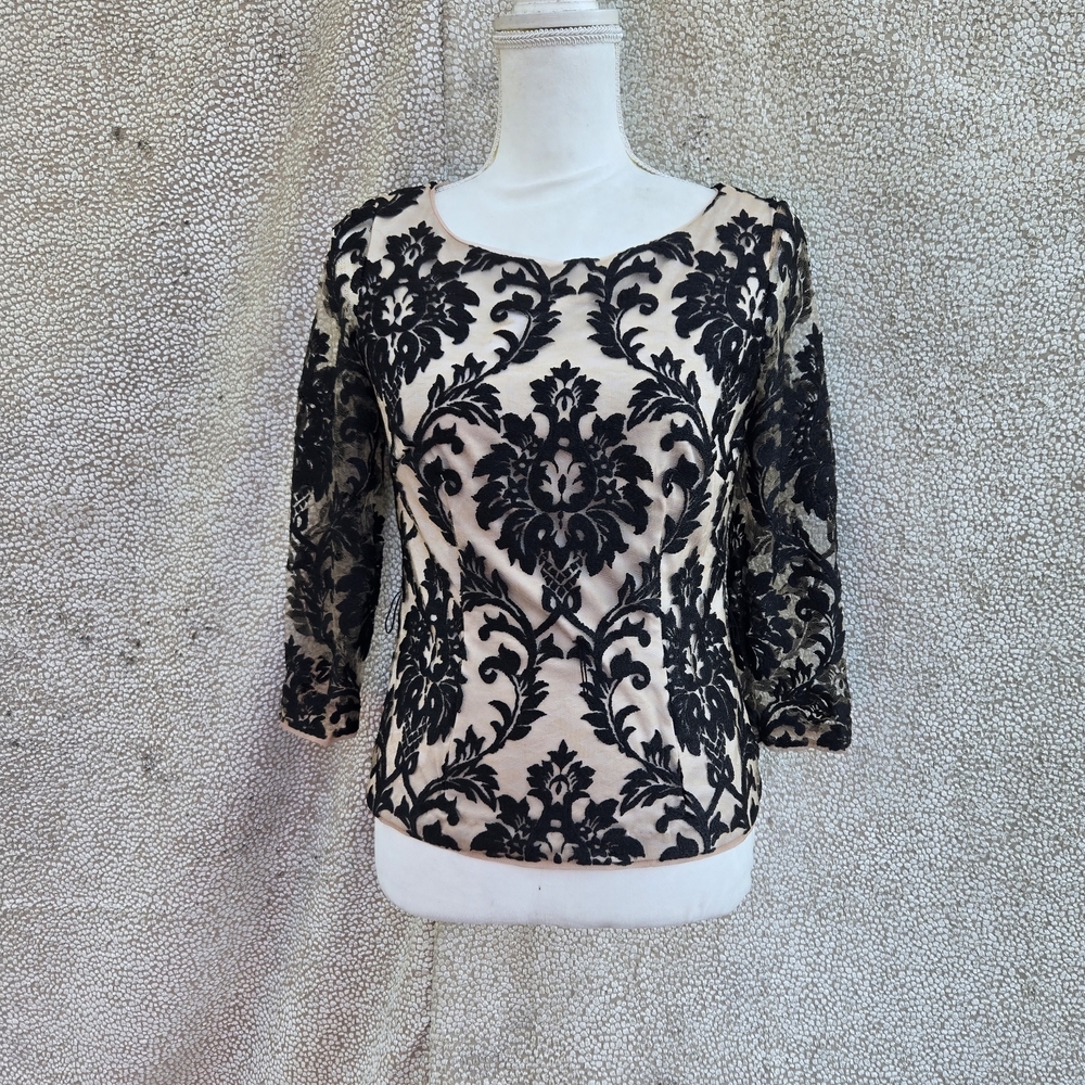 Adrianna Papell Black Lace Blouse